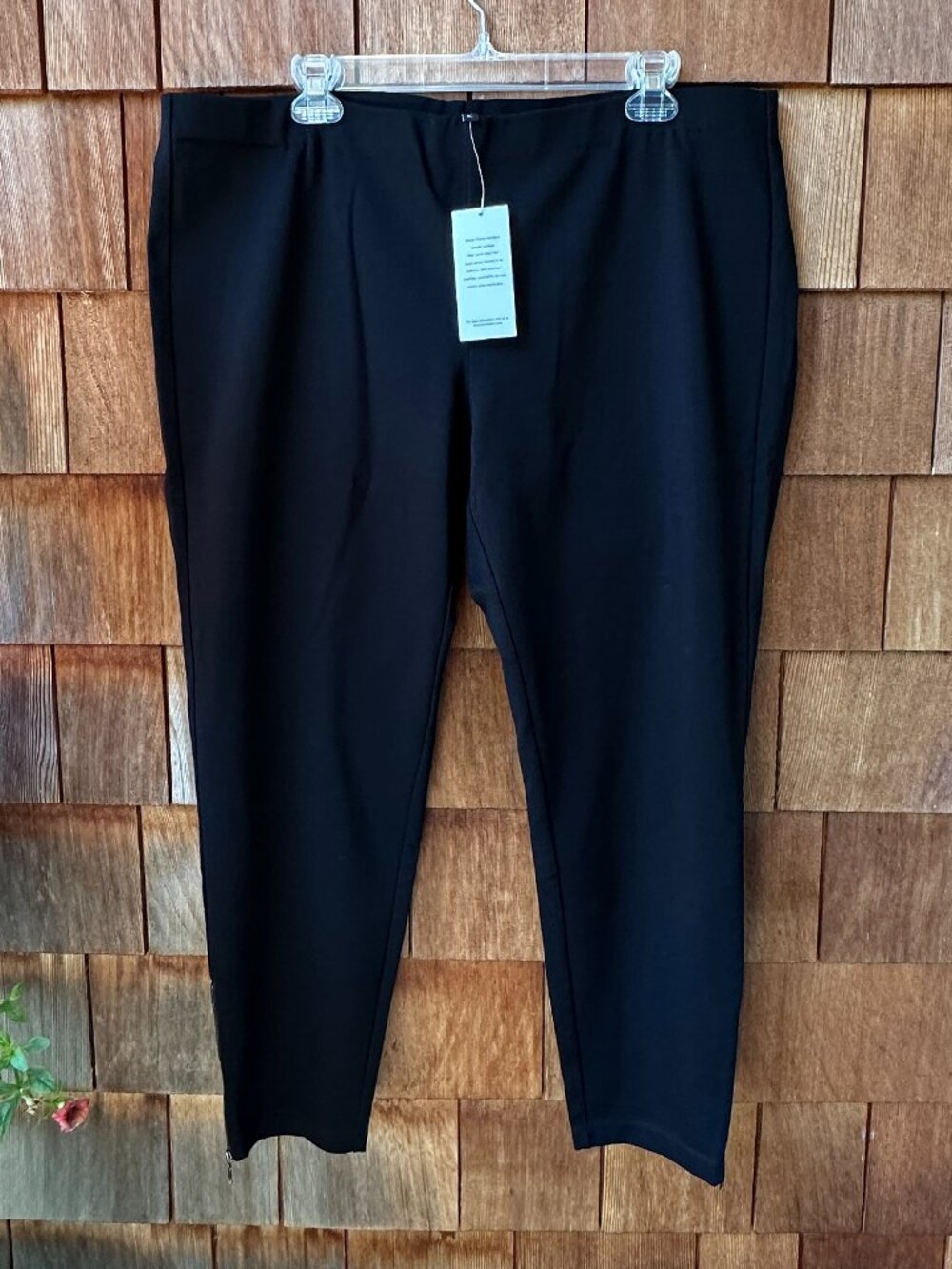 NWT Eileen Fisher Black Rayon Ponte Knit Pants with Ankle Zippers - X-Large